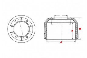Барабан тормозной задний D=410 H=285 h=230 